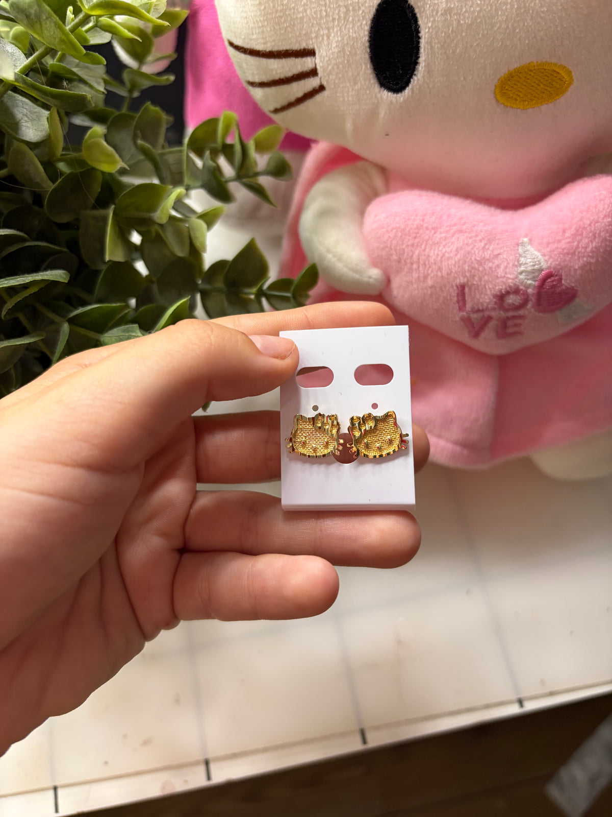 gold Kitty earrings